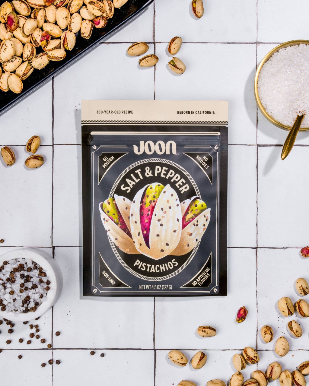 Joon Salt and Pepper Pistachios - 4.5oz Resealable Bag - Dear John