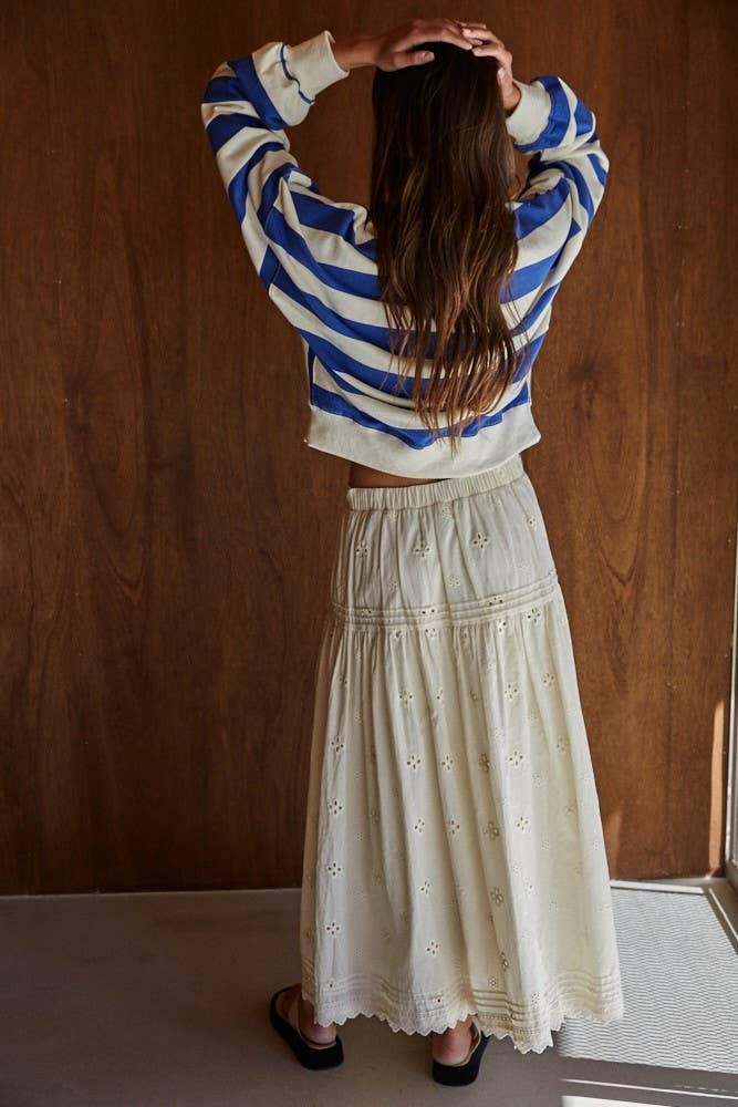 Knit Cotton Polyester Striped Half Button Up Top - Dear John