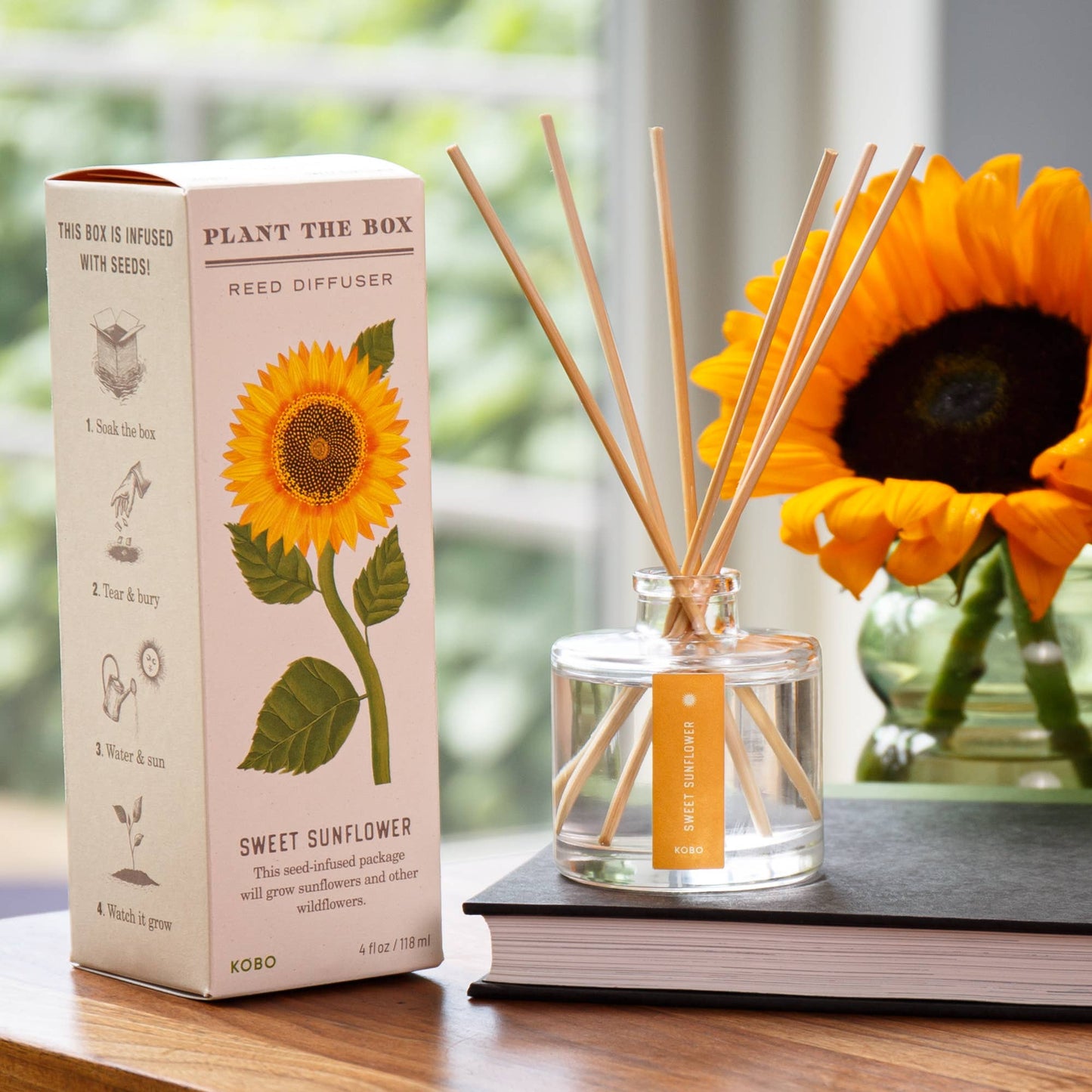 KOBO - Sweet Sunflower - Plant the Box Diffuser - 4oz - Dear John