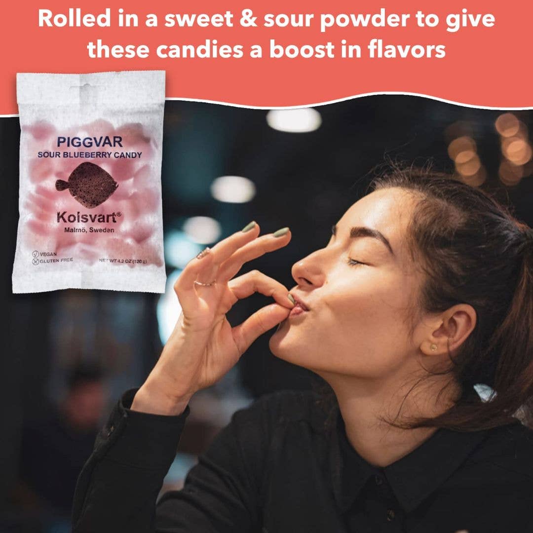 Kolsvart Sour Blueberry Swedish Fish — Vegan & Gluten Free (125 g) - Dear John
