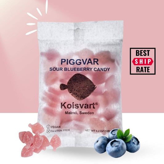 Kolsvart Sour Blueberry Swedish Fish — Vegan & Gluten Free (125 g) - Dear John