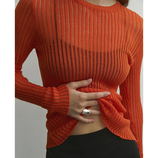 Ladies Solid Color Slim Fit Knit Blouse - Dear John