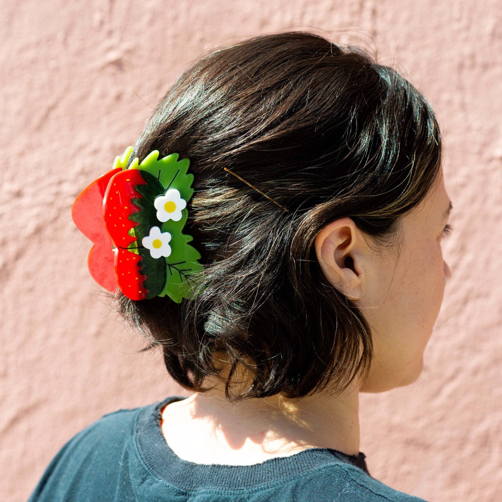 Large Strawberries and Flowers Hair Claw Clip - Dear John