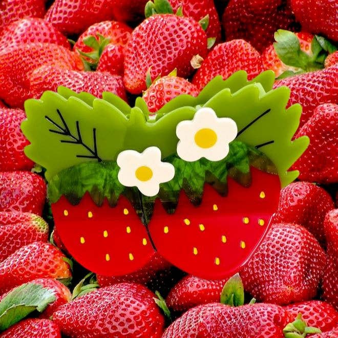 Large Strawberries and Flowers Hair Claw Clip - Dear John