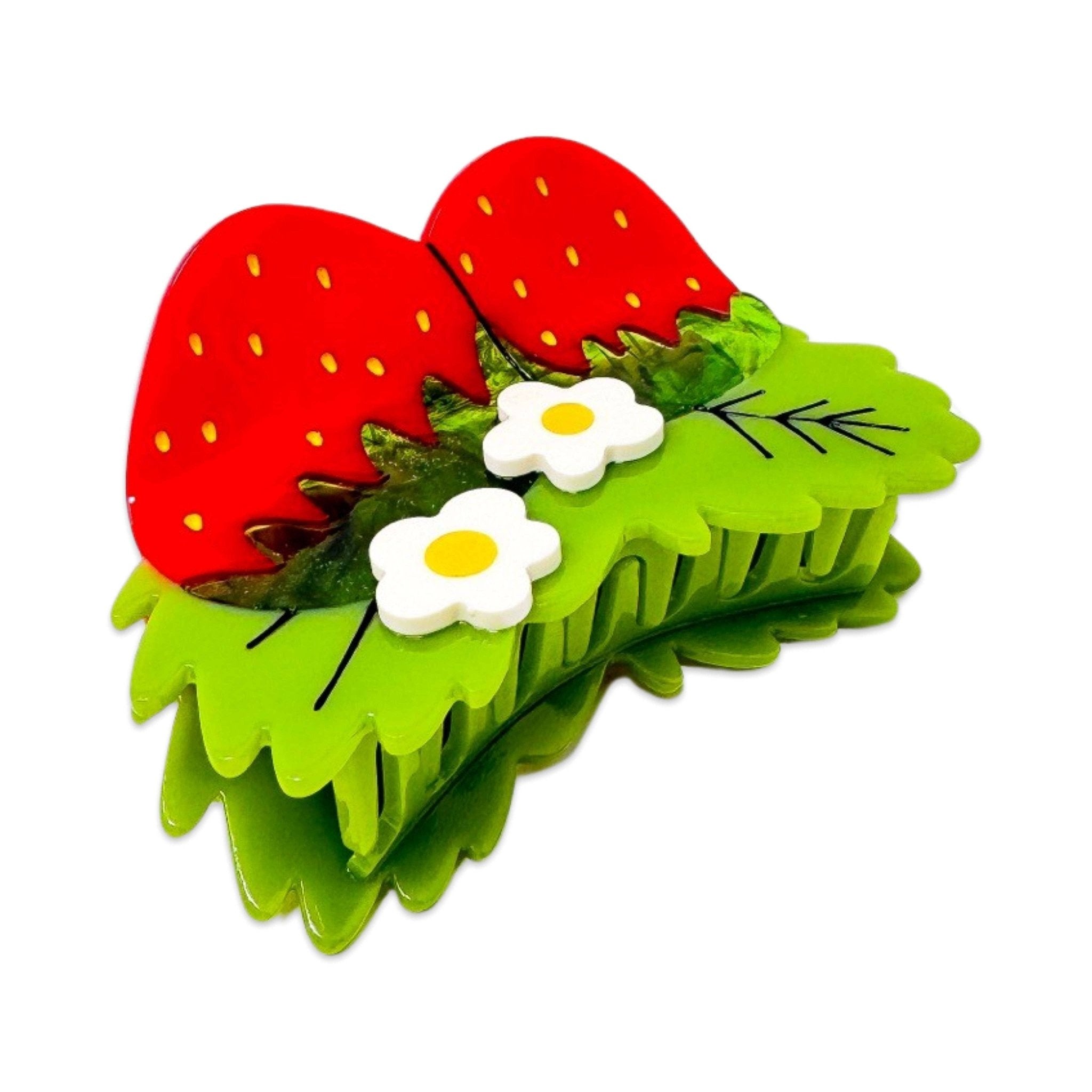 Large Strawberries and Flowers Hair Claw Clip - Dear John