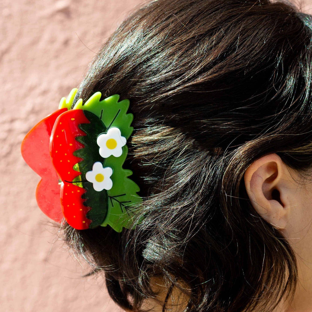 Large Strawberries and Flowers Hair Claw Clip - Dear John