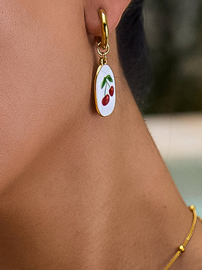 Larmes 18K Gold Non - Tarnish Vintage Cherry Dangle Earring - Dear John