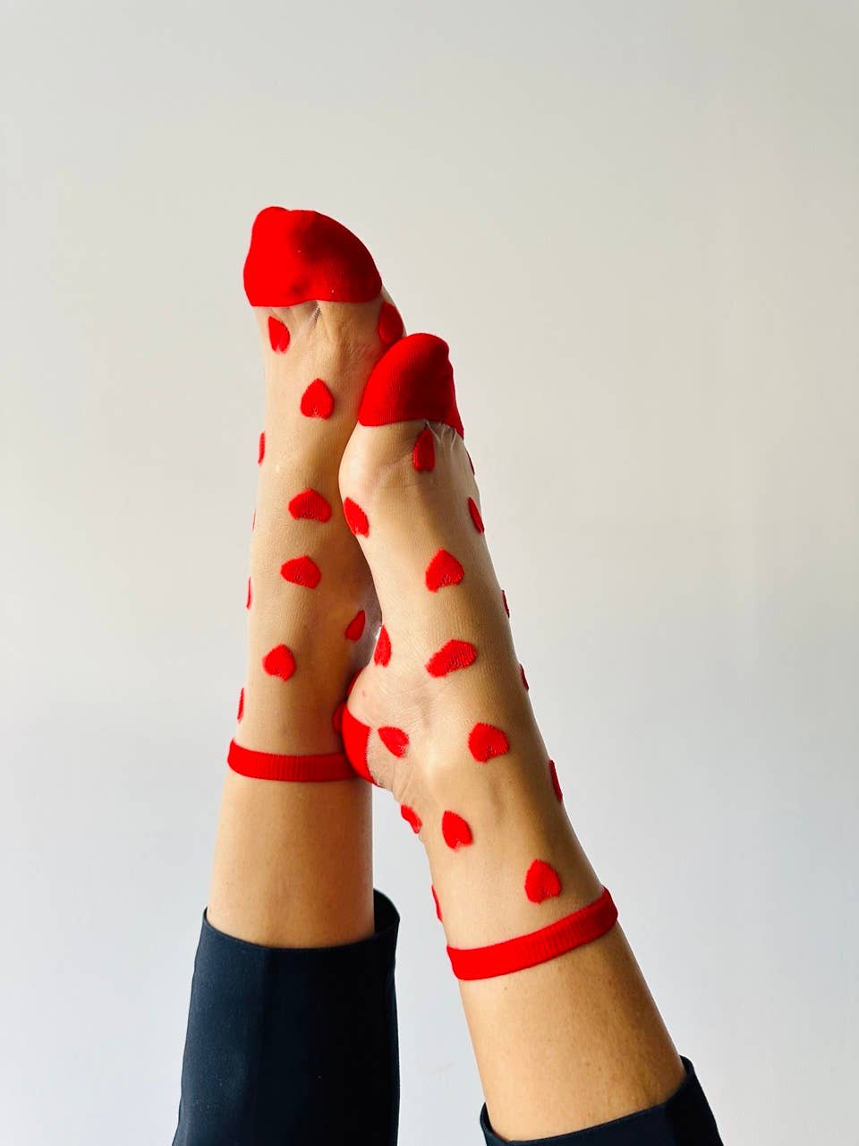 Laure socks with red hearts - ankle socks - Dear John