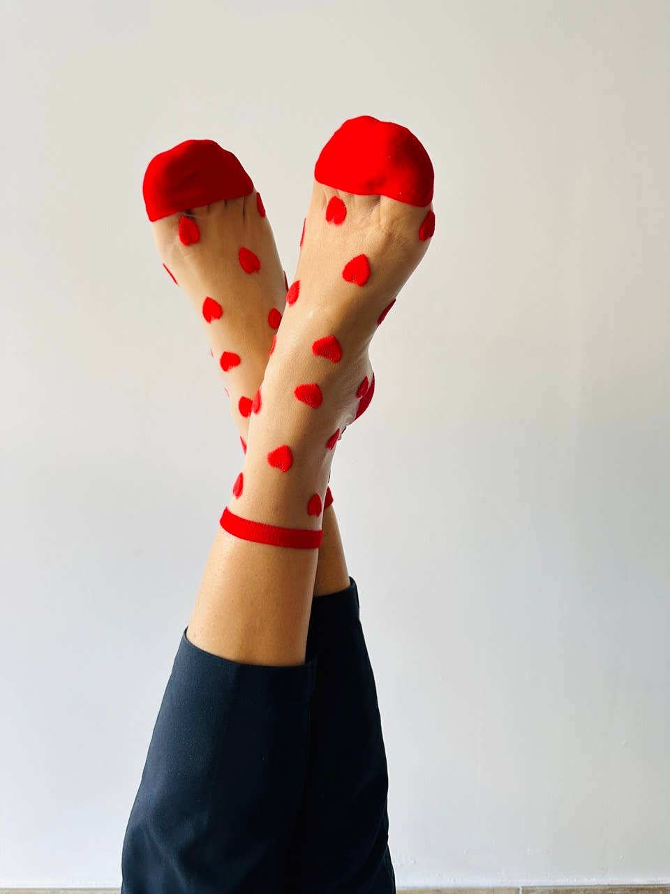 Laure socks with red hearts - ankle socks - Dear John