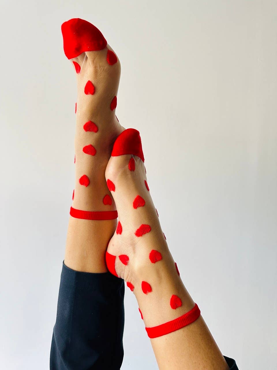 Laure socks with red hearts - ankle socks - Dear John