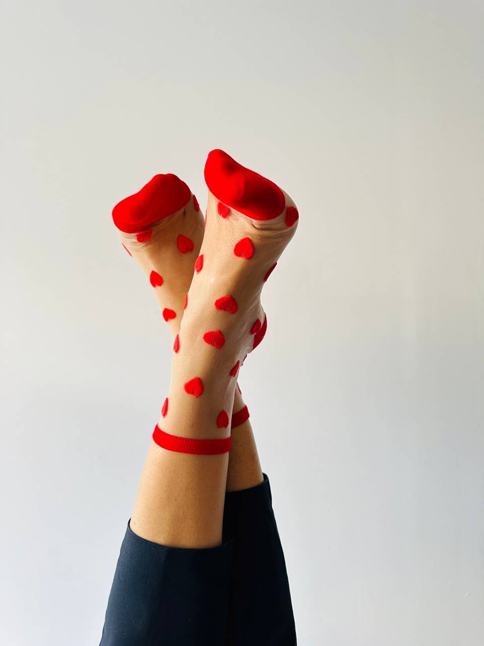 Laure socks with red hearts - ankle socks - Dear John