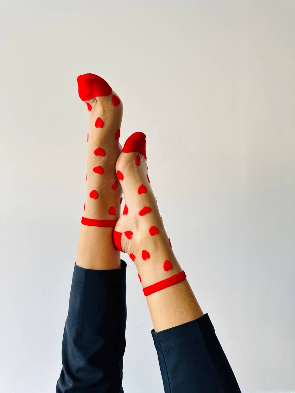Laure socks with red hearts - ankle socks - Dear John