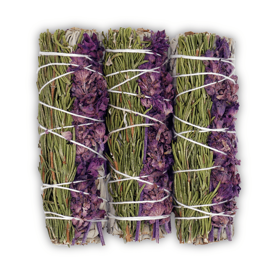 Lavender • Rosemary • White Sage Smudge Sticks — 4" (Hand - Harvested & Hand - Tied in Southern California) - Dear John
