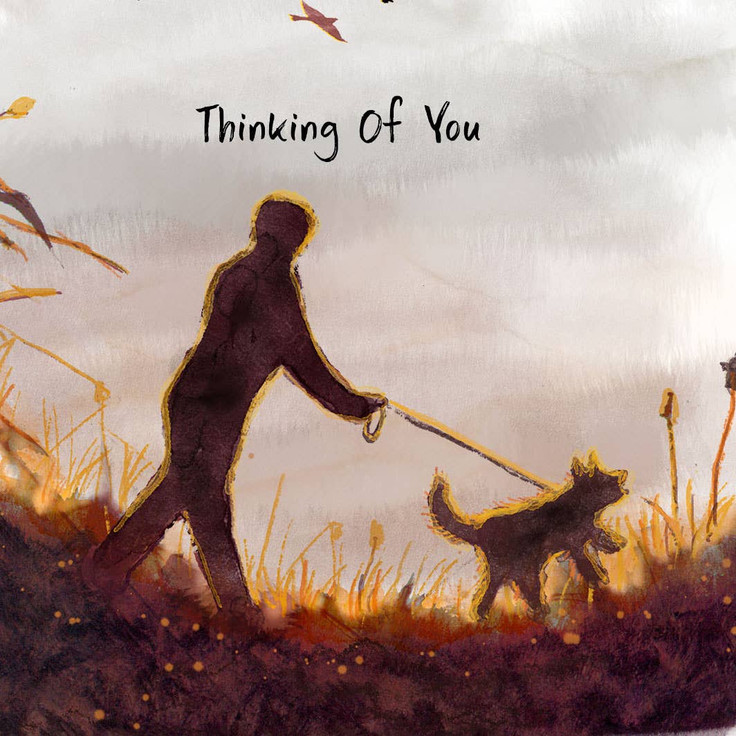 Liyana Studio - Dog Walk Sunset - Sympathy Card - Dear John