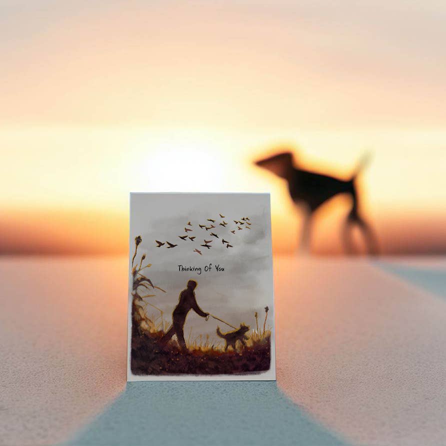 Liyana Studio - Dog Walk Sunset - Sympathy Card - Dear John