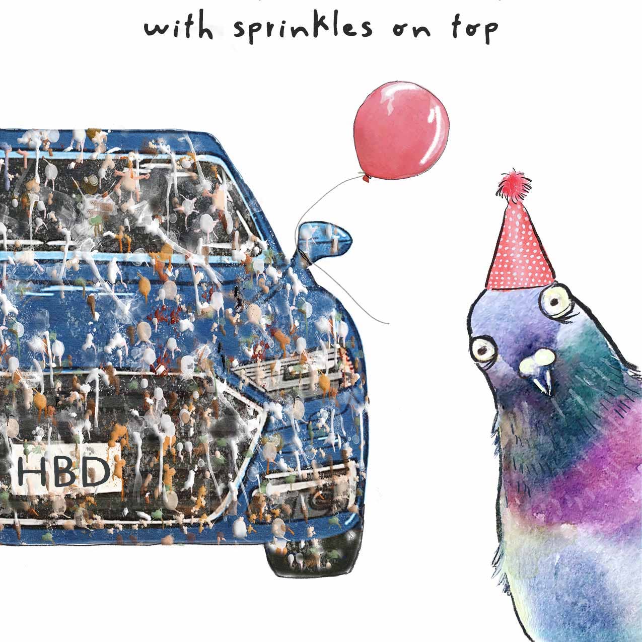Liyana Studio - Pigeon Birthday Sprinkle - Funny Birthday Card - Dear John