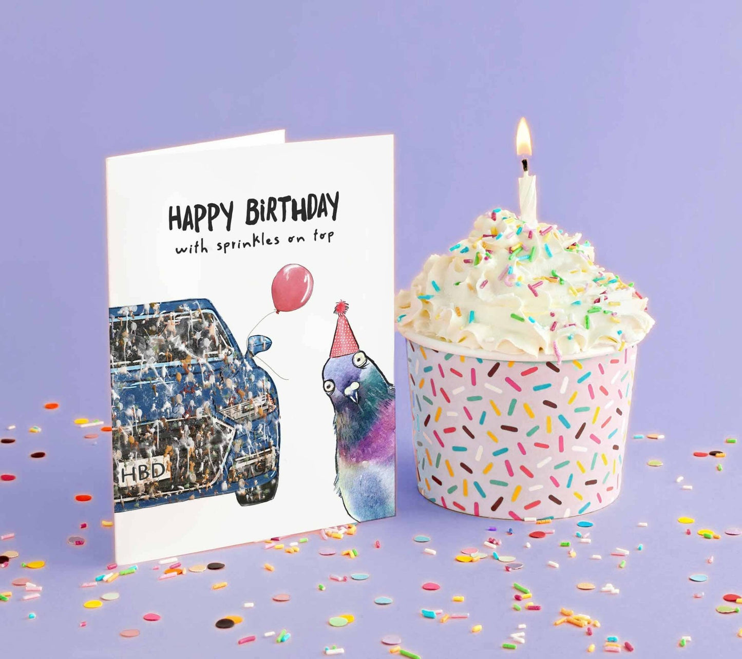 Liyana Studio - Pigeon Birthday Sprinkle - Funny Birthday Card - Dear John