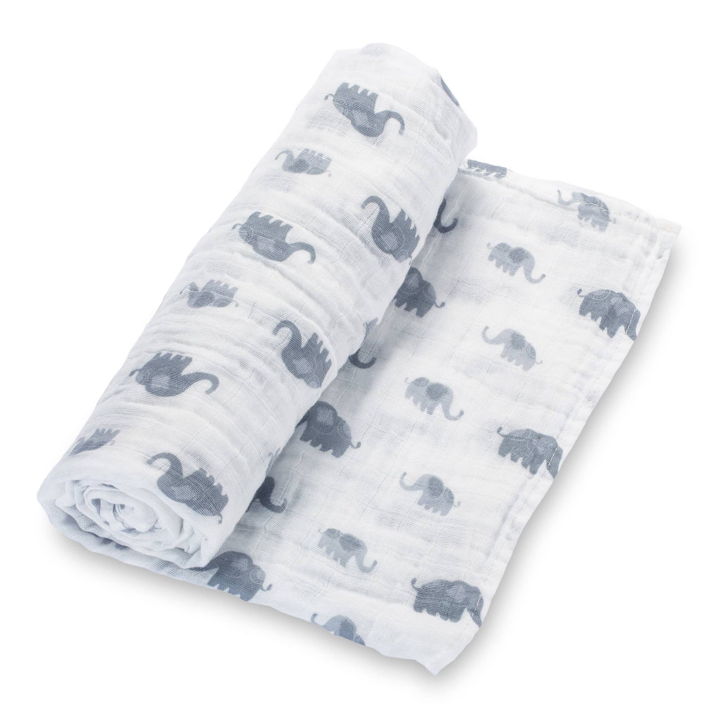 LollyBanks - Baby Muslin Swaddle Blanket 47x47 Elephantastic - Dear John
