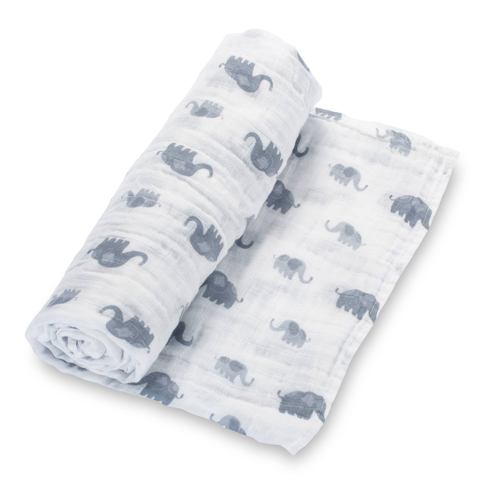 LollyBanks - Baby Muslin Swaddle Blanket 47x47 Elephantastic - Dear John