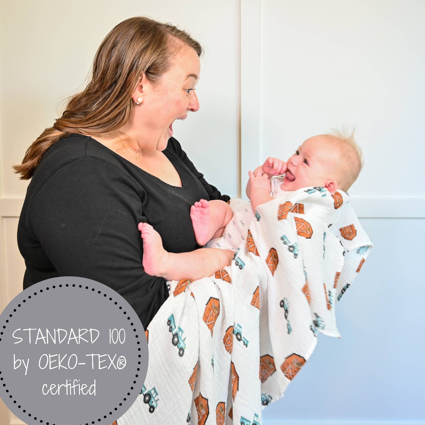 LollyBanks - Baby Muslin Swaddle Blanket 47x47 How We Roll - Dear John