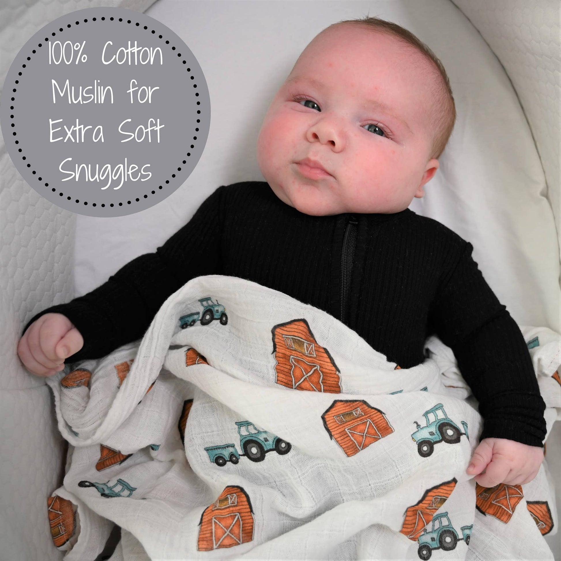 LollyBanks - Baby Muslin Swaddle Blanket 47x47 How We Roll - Dear John
