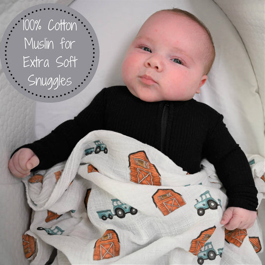 LollyBanks - Baby Muslin Swaddle Blanket 47x47 How We Roll - Dear John