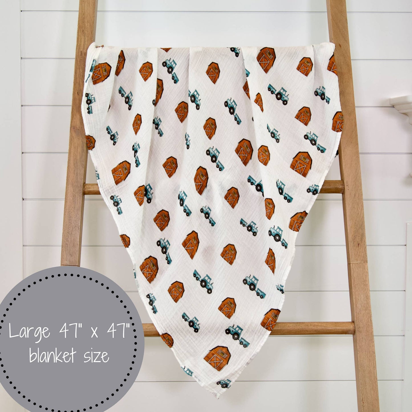 LollyBanks - Baby Muslin Swaddle Blanket 47x47 How We Roll - Dear John