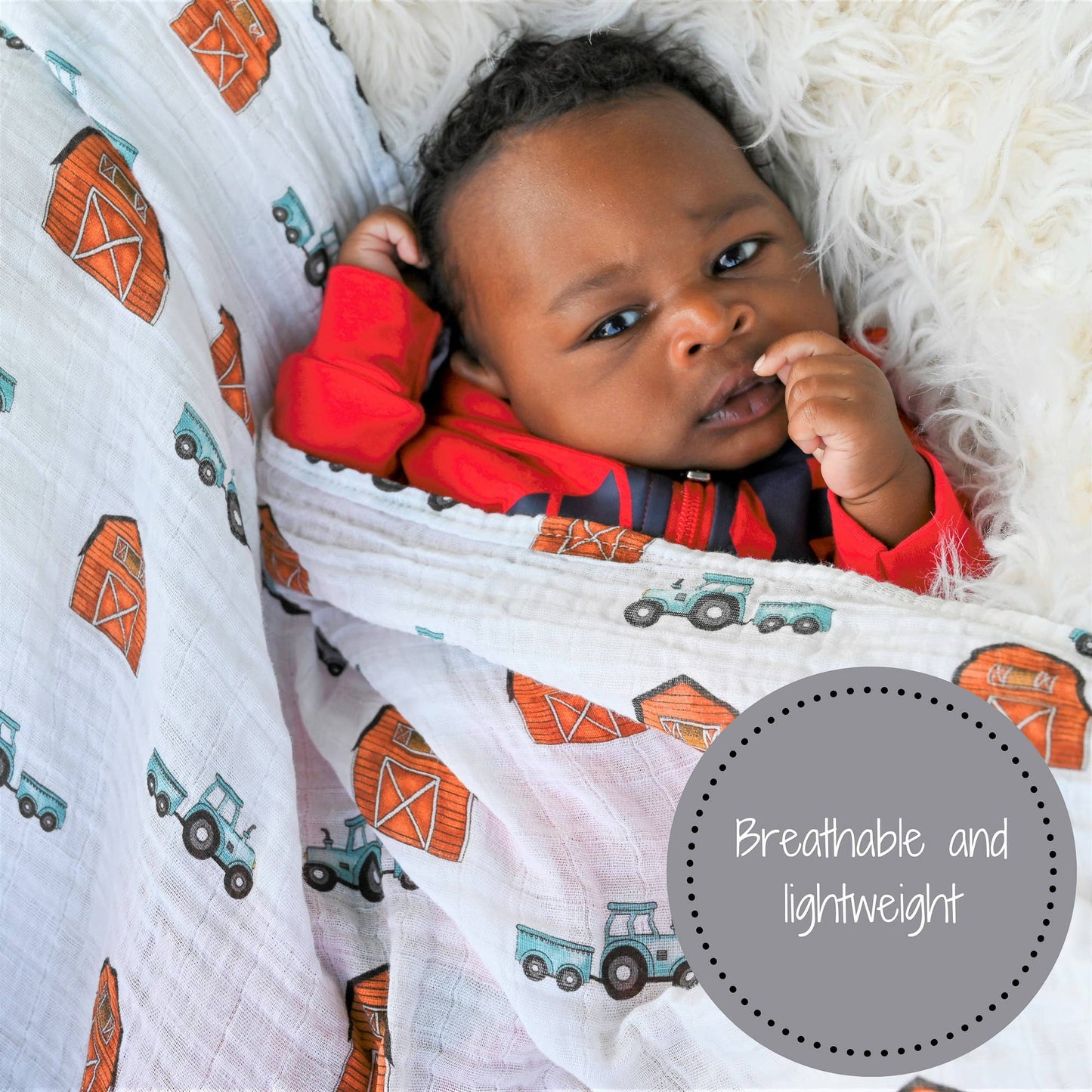 LollyBanks - Baby Muslin Swaddle Blanket 47x47 How We Roll - Dear John