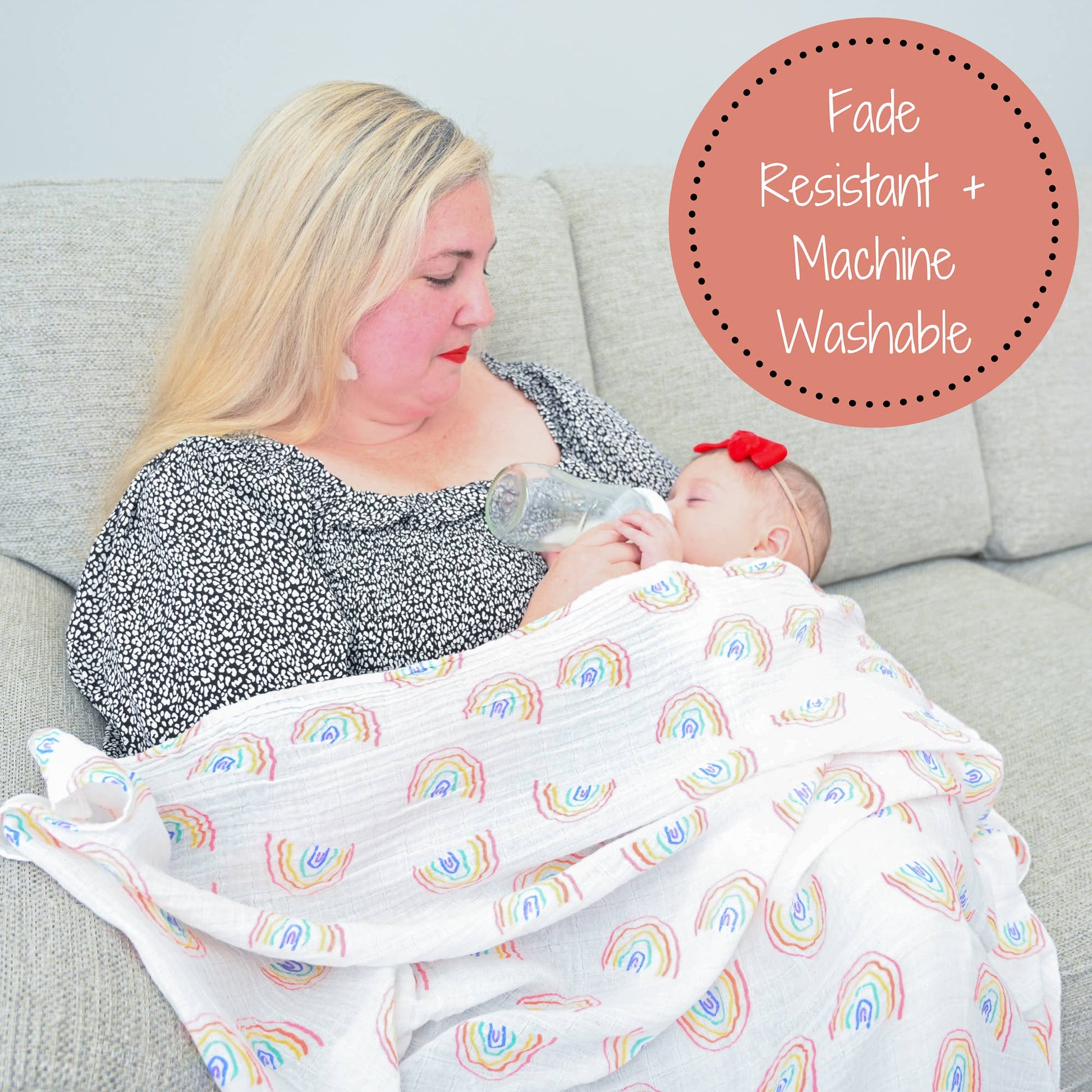 LollyBanks - Baby Muslin Swaddle Blanket 47x47 Over The Rainbow - Dear John