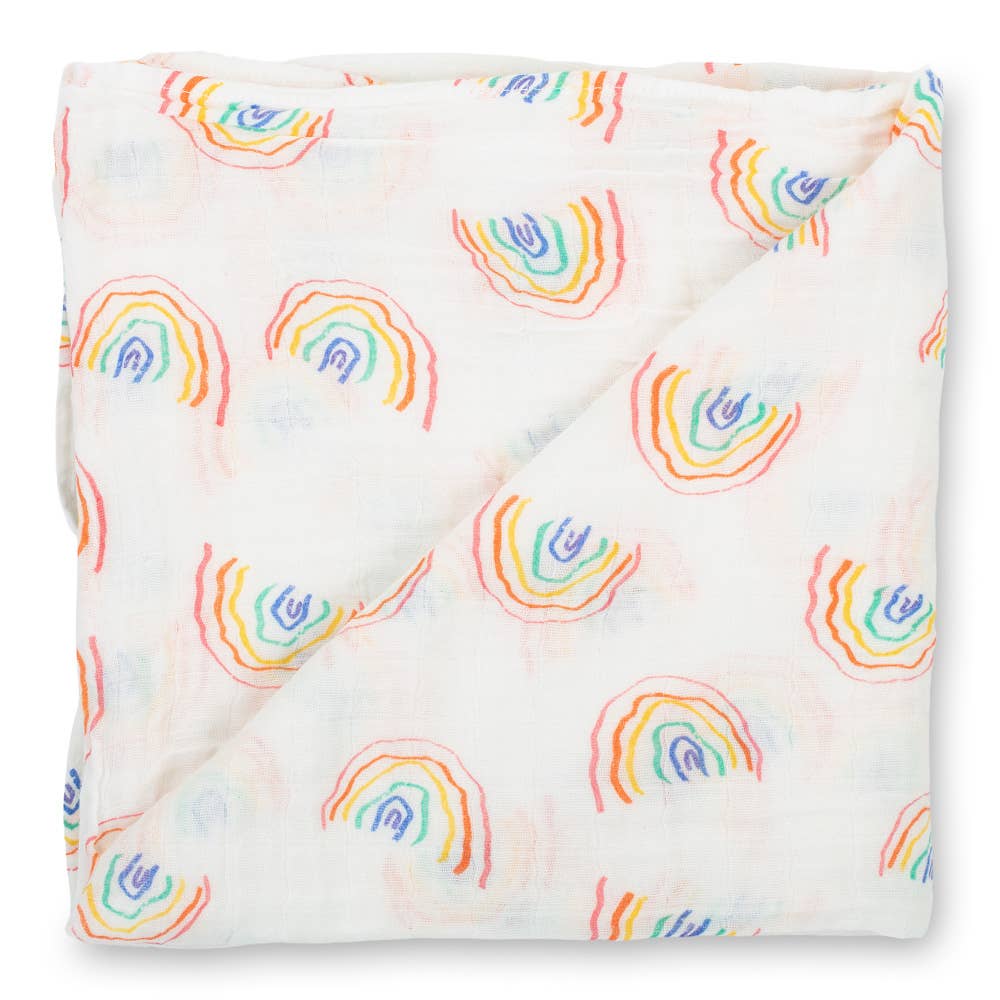 LollyBanks - Baby Muslin Swaddle Blanket 47x47 Over The Rainbow - Dear John