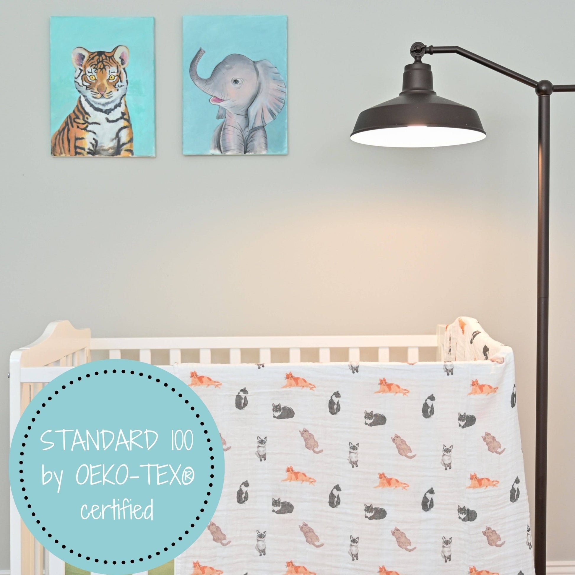LollyBanks - Baby Muslin Swaddle Blanket 47x47 Purr-fect - Dear John