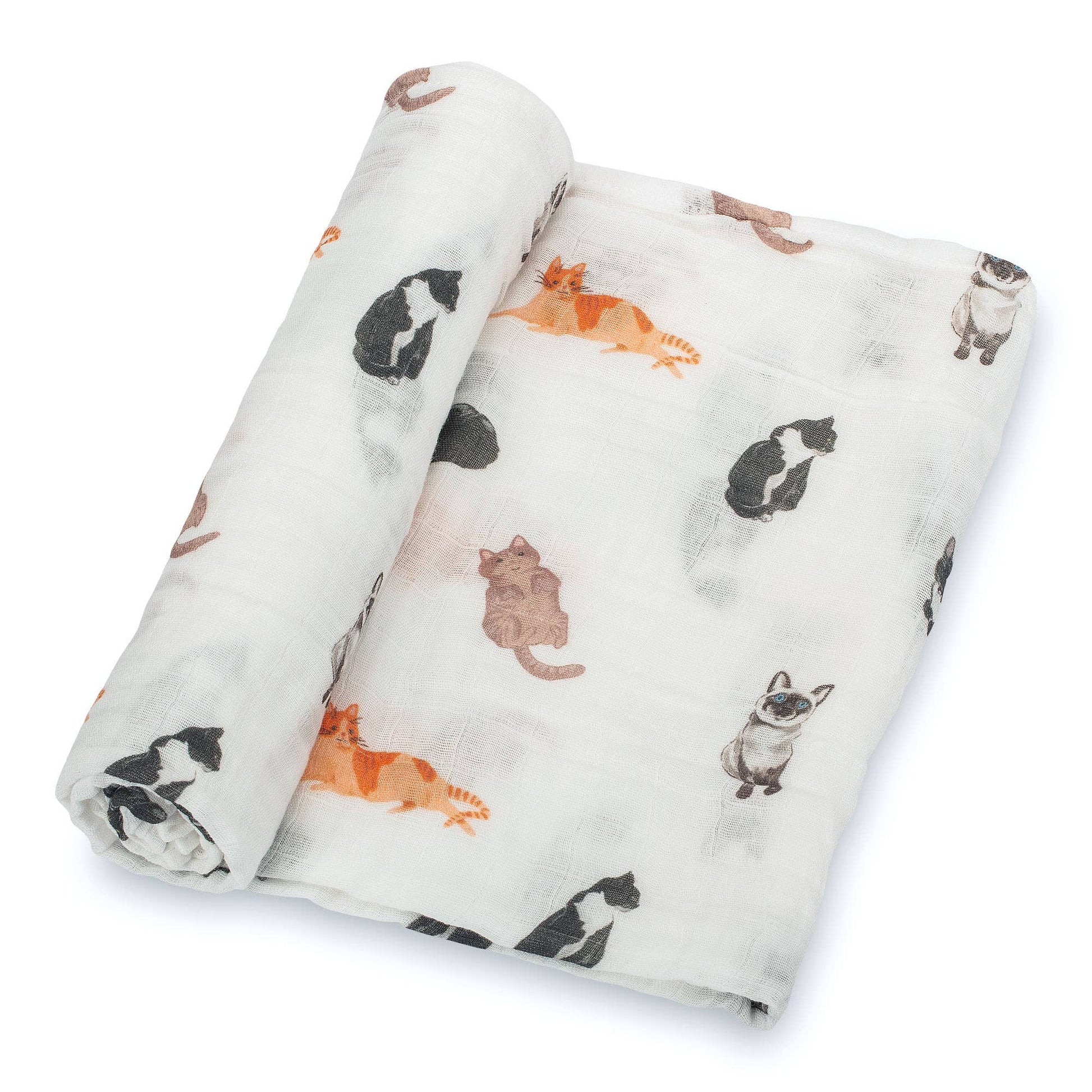 LollyBanks - Baby Muslin Swaddle Blanket 47x47 Purr-fect - Dear John