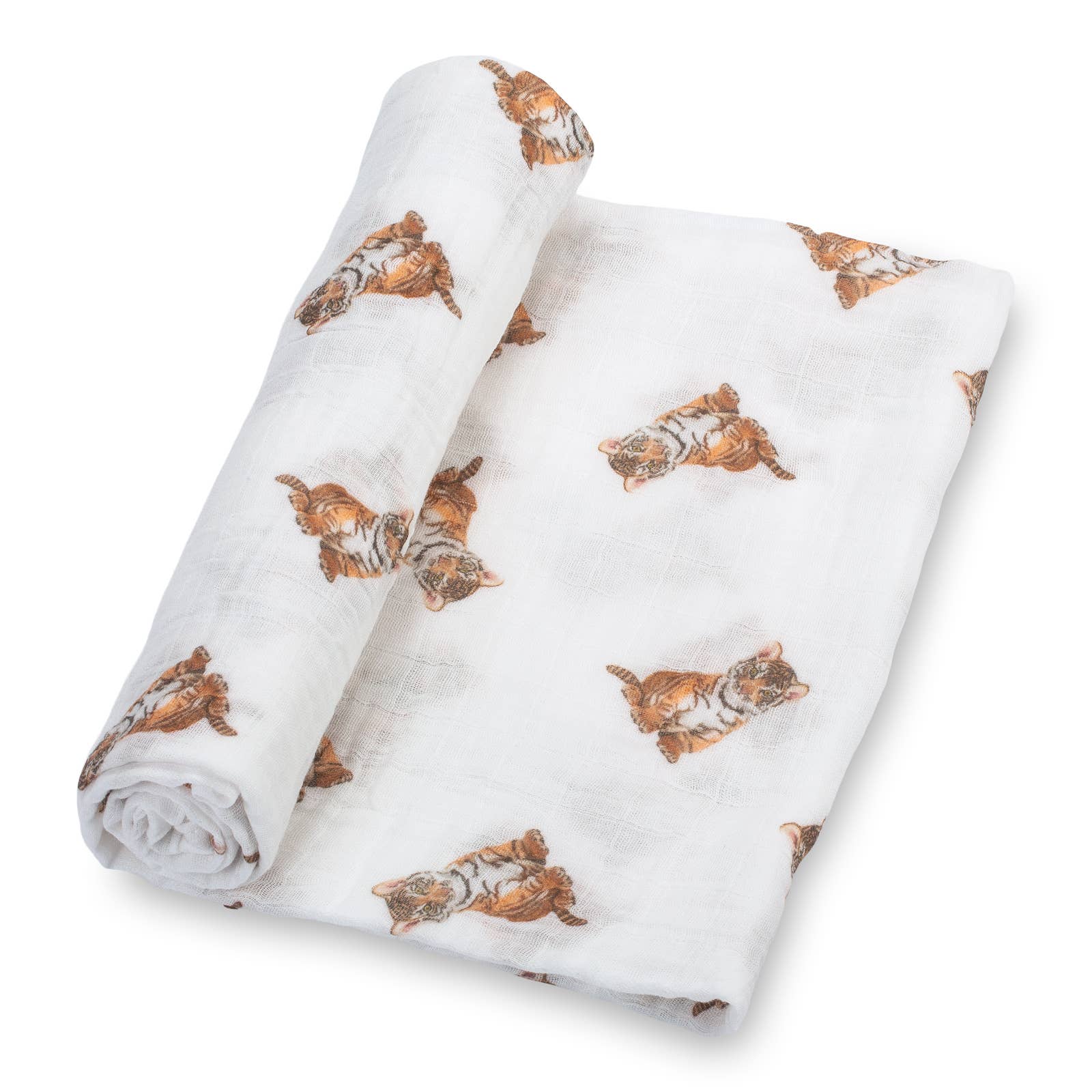 LollyBanks - Baby Muslin Swaddle Blanket 47x47 Tiger Cub - Dear John