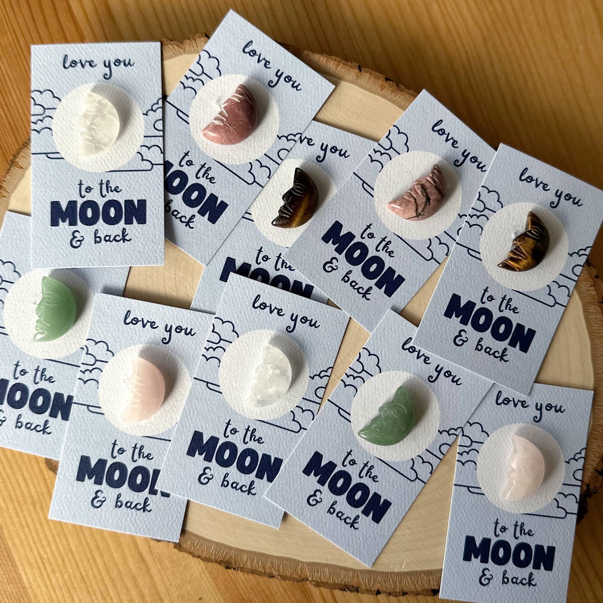 "Love You to the MOON & Back" Mini Crystal Greeting Card - Crystals & Stones - Dear John