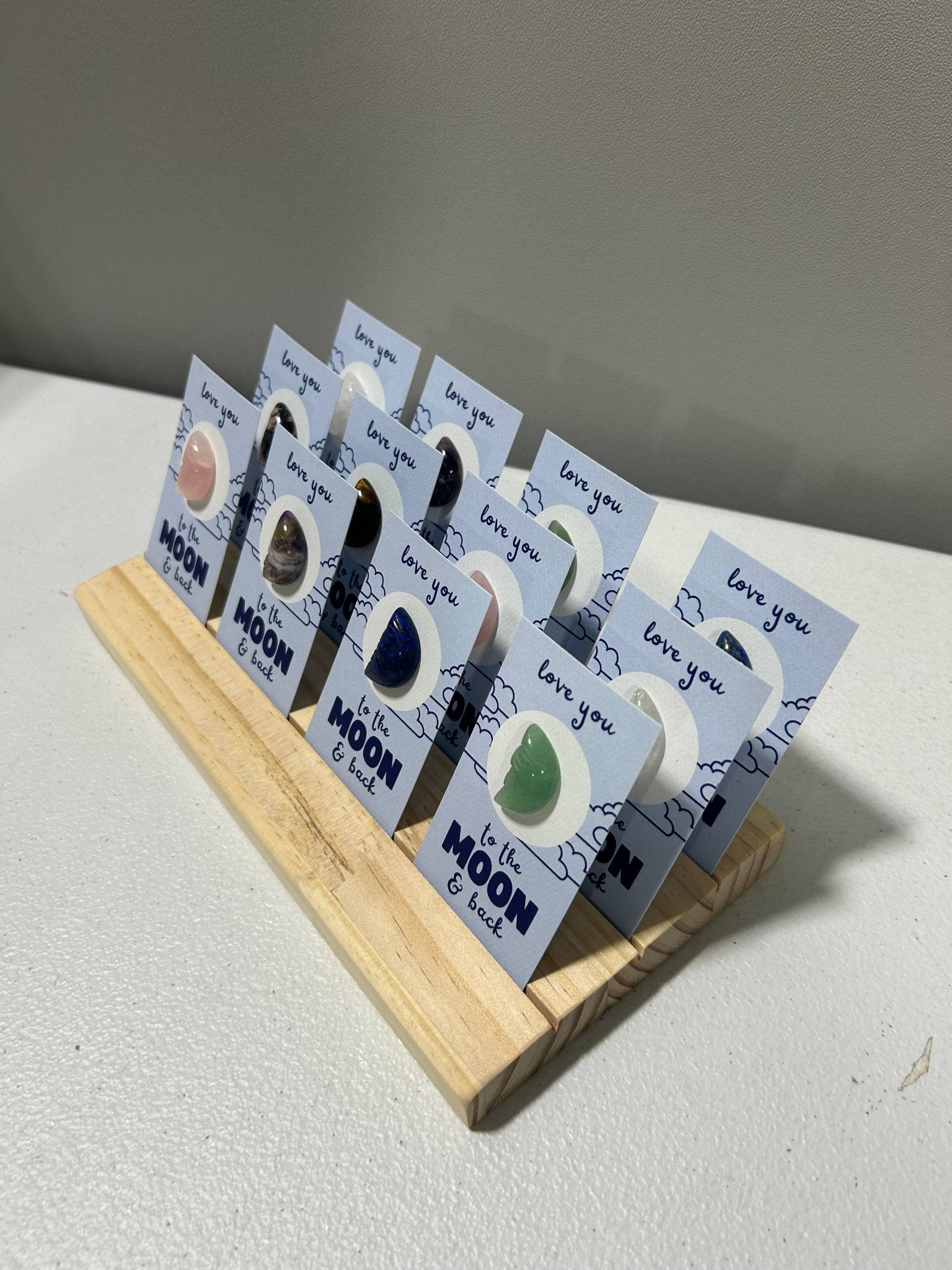 "Love You to the MOON & Back" Mini Crystal Greeting Card - Crystals & Stones - Dear John