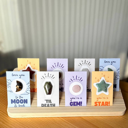 "Love You to the MOON & Back" Mini Crystal Greeting Card - Crystals & Stones - Dear John
