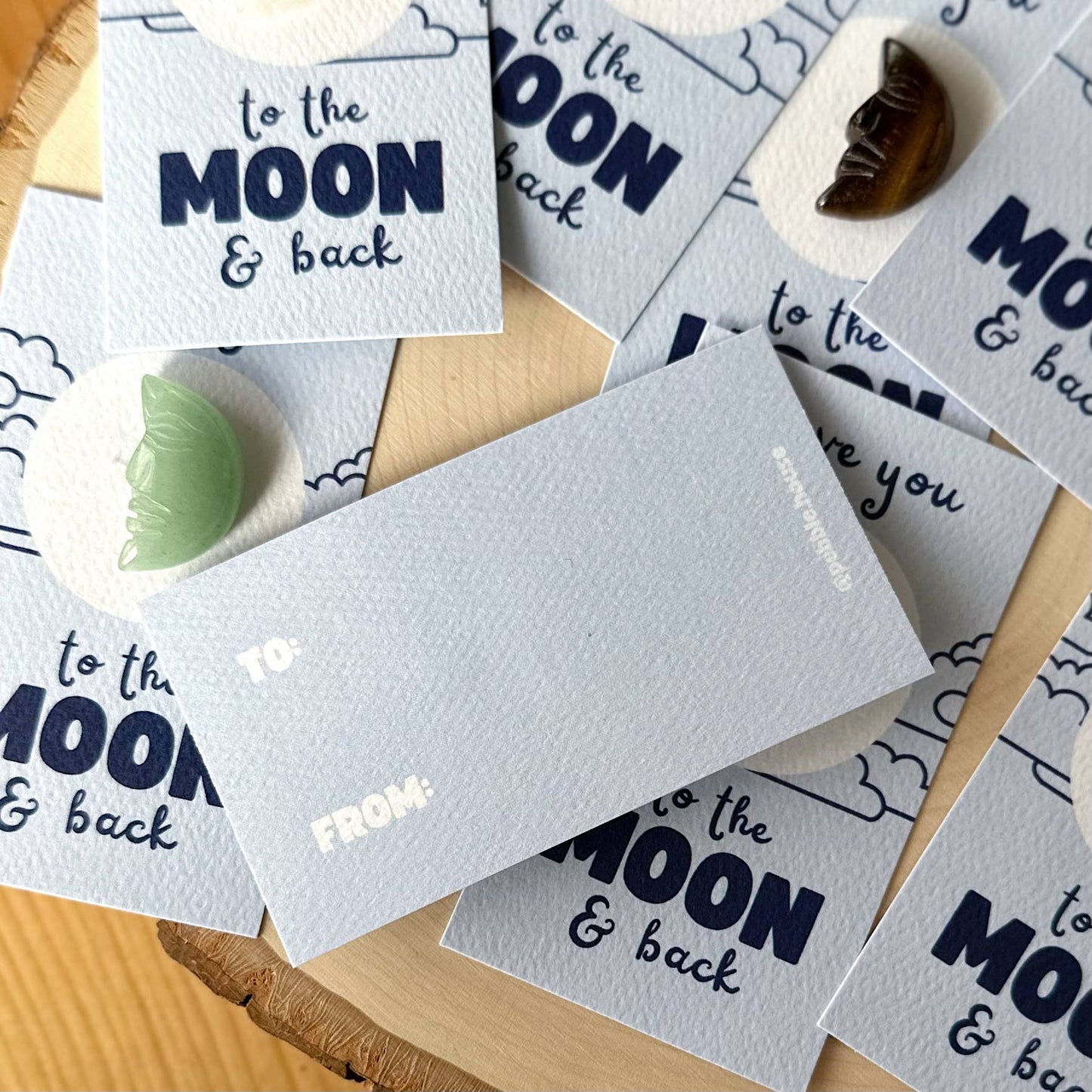 "Love You to the MOON & Back" Mini Crystal Greeting Card - Crystals & Stones - Dear John