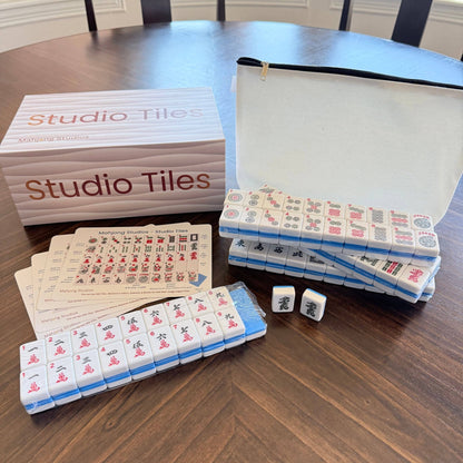 Mahjong Studios - Blue Mahjong Tiles Bundle – American Mahjong 166 Tiles, Studio Tiles Clear Racks Midnight Luxe - Dear John