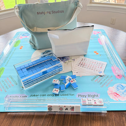 Mahjong Studios - Blue Mahjong Tiles Bundle – American Mahjong 166 Tiles, Studio Tiles Clear Racks Midnight Luxe - Dear John