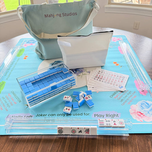 Mahjong Studios - Blue Mahjong Tiles Bundle – American Mahjong 166 Tiles, Studio Tiles Clear Racks Midnight Luxe - Dear John