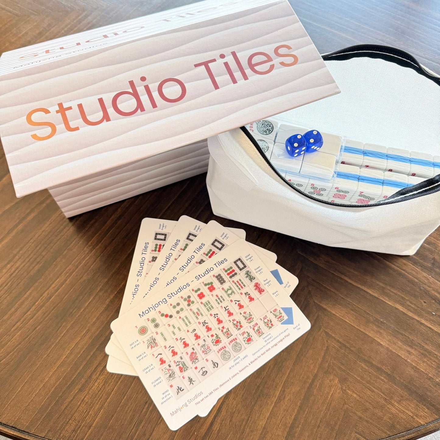 Mahjong Studios - Blue Mahjong Tiles Bundle – American Mahjong 166 Tiles, Studio Tiles Clear Racks Midnight Luxe - Dear John