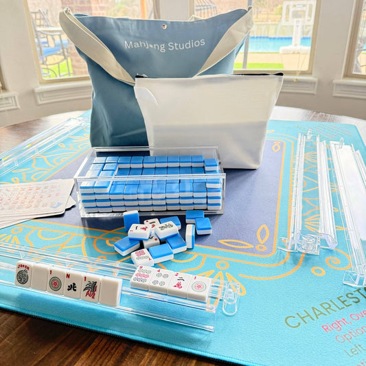 Mahjong Studios - Blue Mahjong Tiles Bundle – American Mahjong 166 Tiles, Studio Tiles Clear Racks Midnight Luxe - Dear John