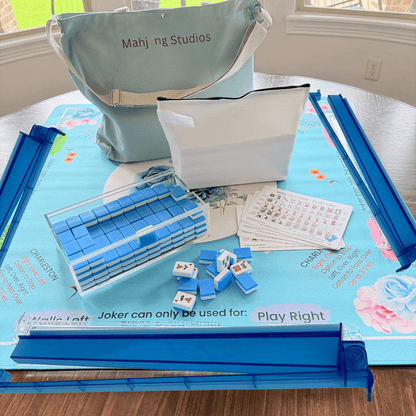 Mahjong Studios - Blue Mahjong Tiles Bundle – American Mahjong 166 Tiles, Studio Tiles Clear Racks Midnight Luxe - Dear John