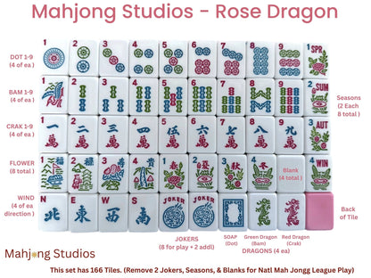 Mahjong Studios - Mahjong Studios – Rose Dragon American Mahjong Bundle Tile Set (166 Tiles) - Dear John