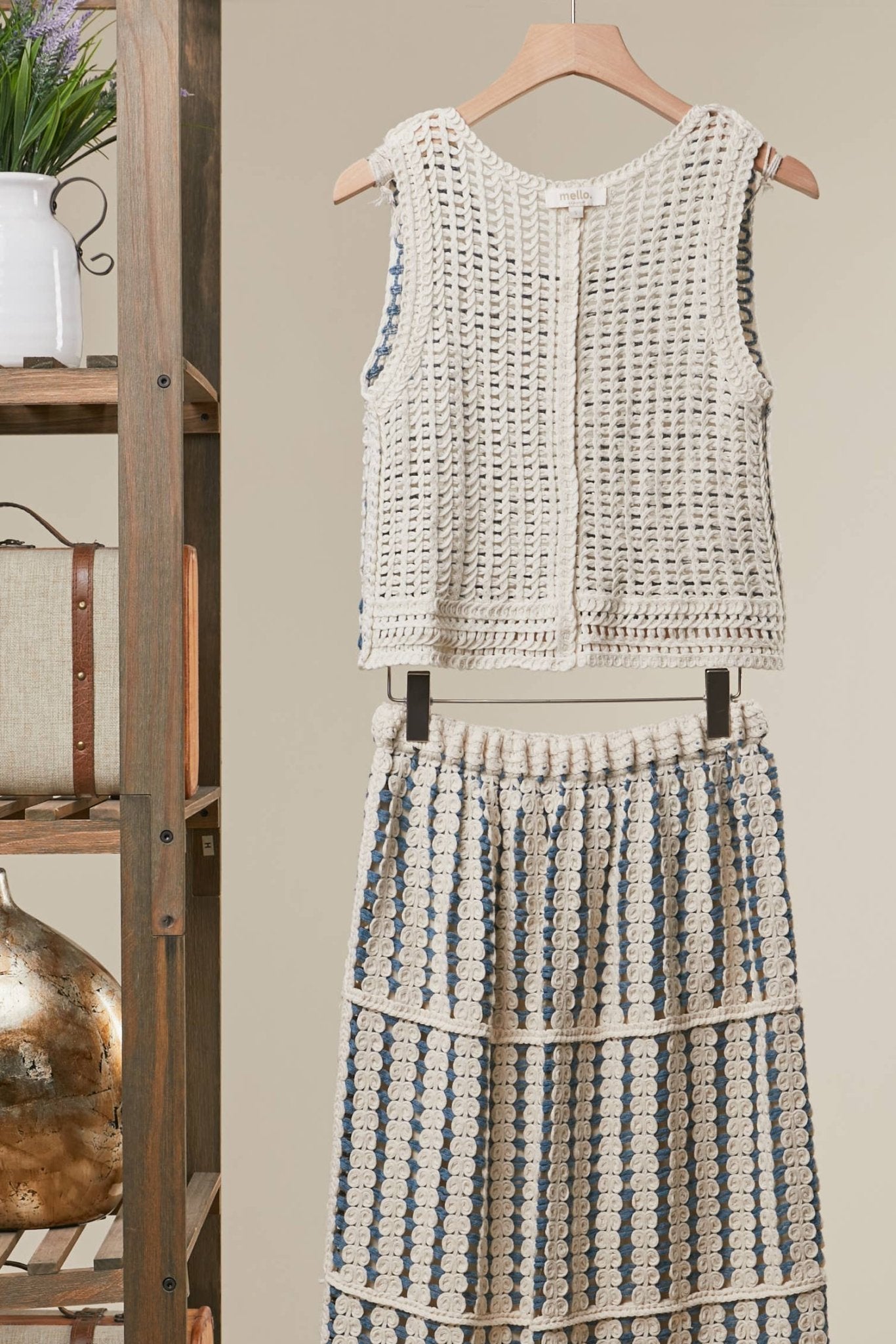 Mello. - Boho Crochet Stripe Two Piece Set - Dear John