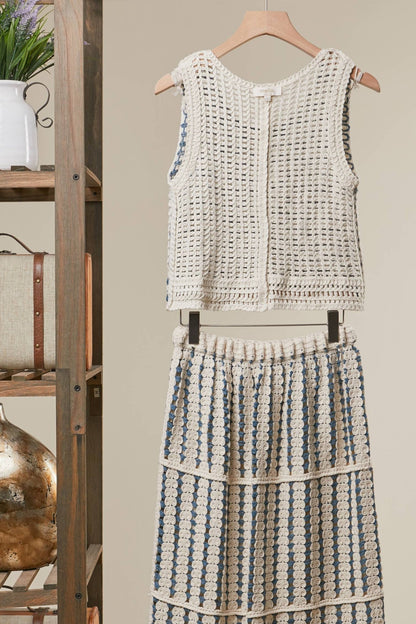 Mello. - Boho Crochet Stripe Two Piece Set - Dear John