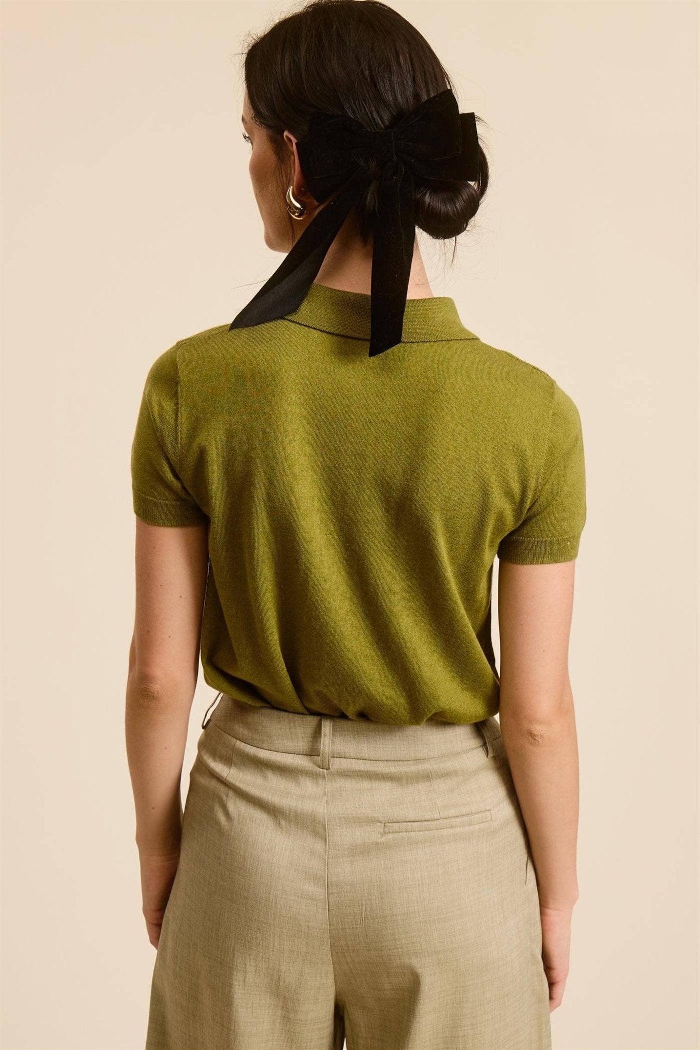 Mimosa - Buttoned Collar Short Sleeve Knit Polo Top - Dear John