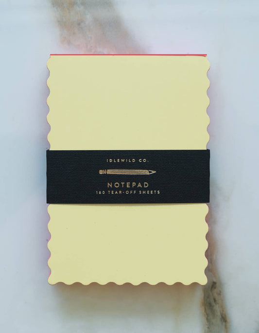Mini Wave Shaped Notepad | Citron + Hot Coral Edge - Dear John