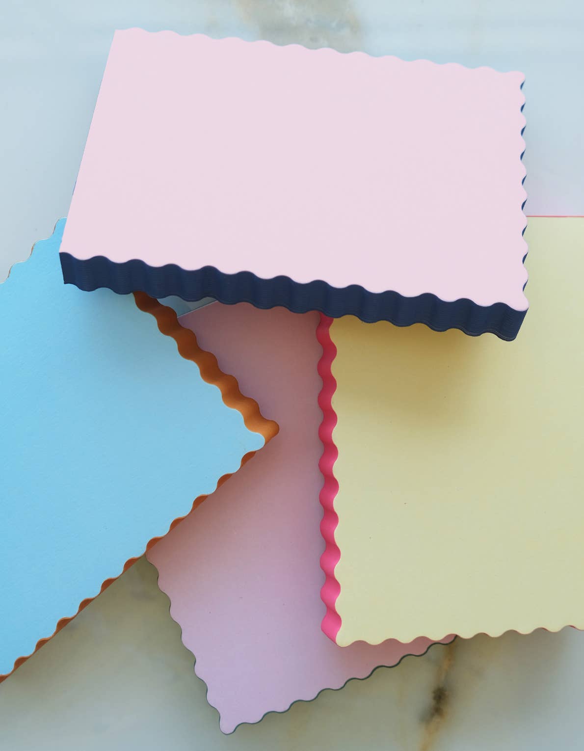 Mini Wave Shaped Notepad | Peach + Indigo Edge - Dear John