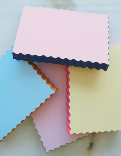 Mini Wave Shaped Notepad | Peach + Indigo Edge - Dear John